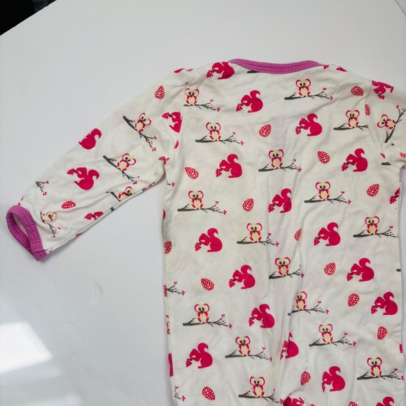 Kyte BABY Park Snap Footie 3-6M Pink Squirrel‎ Owl Retired - Picture 7 of 12